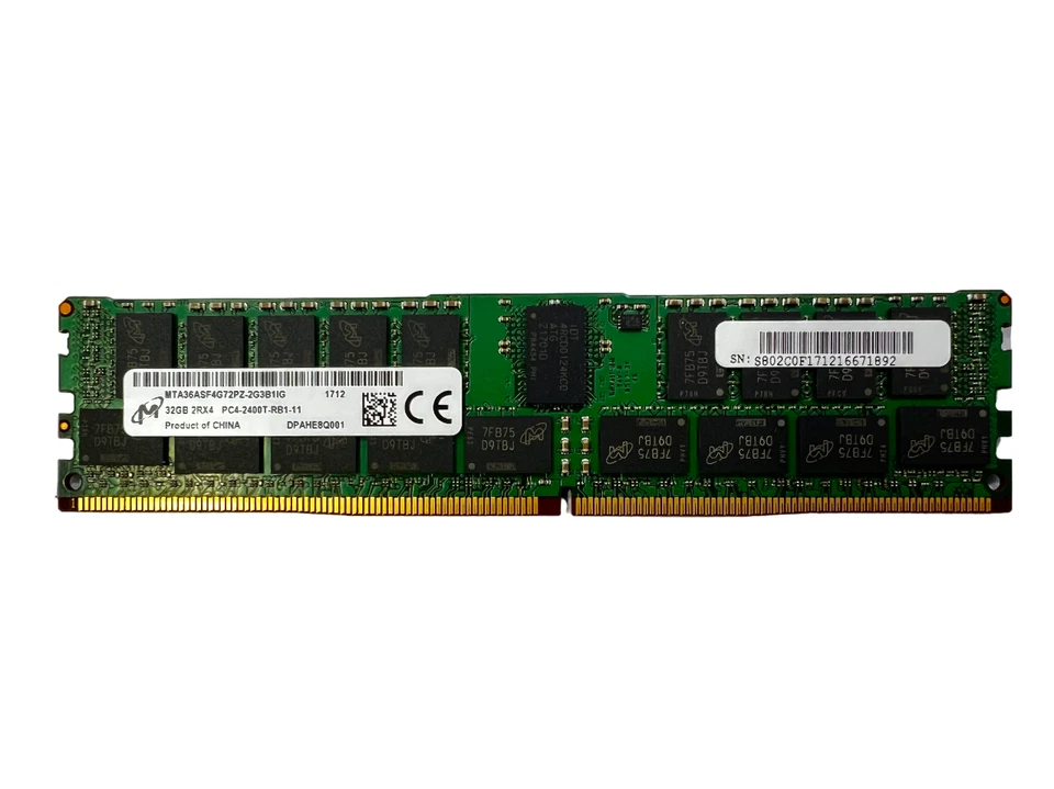 Micron 32GB 2RX4 PC4-2400T-RB1-11 DDR4 2400Mhz REG-ECC Server  - Image 1 of 1