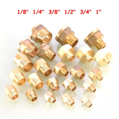 1/8" 1/4" - 1" Brass Female x Male Thread Fitting - Compressed Air Water Adapter - Image 1 of 4