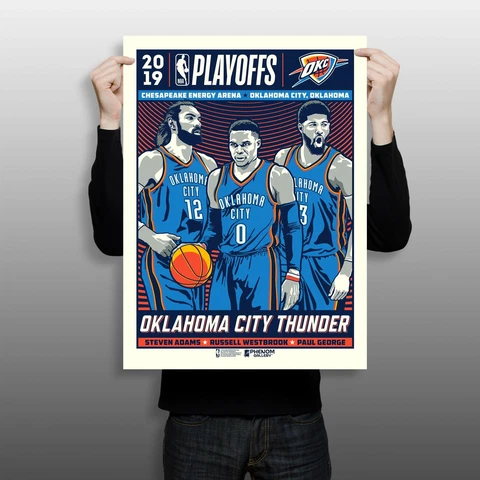 Oklahoma City Thunder 2019 NBA Playoffs 18" x 24" Serigraph (Printer Proof) Cover