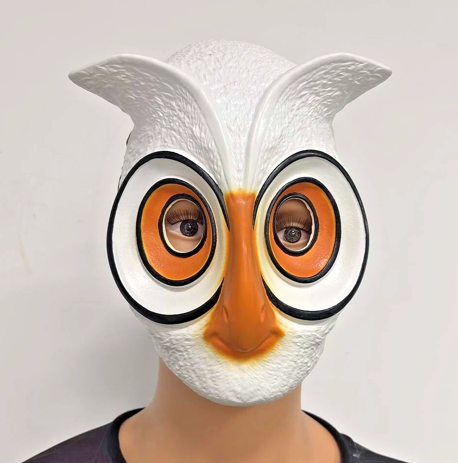 Máscara de búho de dibujos animados completa sobre la cabeza látex pájaro disfraz accesorios Foto 1 de 4