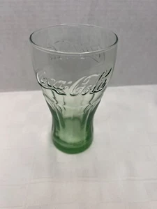 Vintage Coca Cola Glass Lime Green 6” Tall Contoured Embossed Logo Fluted EUC - Picture 1 of 6