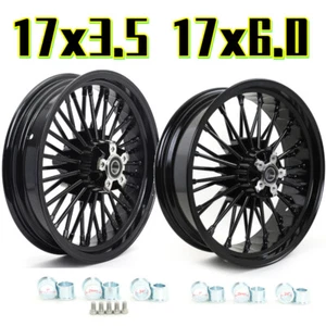 Fat Spoke Wheels 17X3.5 Front 17x6 Rear for Harley Softail Fatboy Lo FLSTF 07-20 - Picture 1 of 11