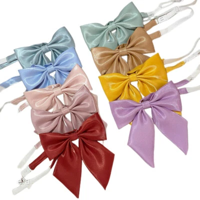 Women Solid Color Twinkling Shiny Bowknot Neck Wear Student Glitter Bow Necktie - Image 1 of 4