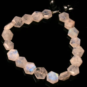 Gemas de piedra lunar arco iris natural 10 mm tamaño facetado forma hexagonal cuentas 7" hilo - Imagen 1 de 6