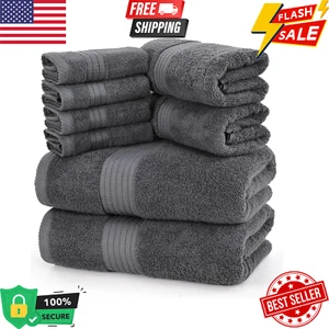 8 Piece Premium Towel Set, 2 Bath Towels, 2 Hand Towels, 4 Washcloths, 100% Ring - Picture 1 of 9
