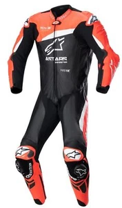 Mono De Moto Alpinestars GP PLUS V4 LEATHER SUIT Hombre Negro Rojo Fluo Blanco - Picture 1 of 1