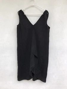 ☘️ Womens Sisley Linen Sleeveless Knee Length Casual Shift Dress Black Size M 12 - Picture 1 of 5