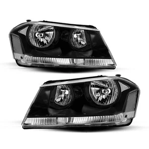For 2008-2014 Dodge Avenger Headlights Black Housing Clear Corner Headlamp L+R - Picture 1 of 7