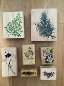 7 Holzblock Gummistempel Basteln Karten basteln Flora & Fauna verschiedene Marken - Bild 1 von 3