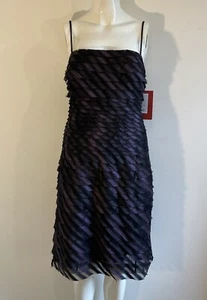 J S Collections Polyester Spandex Blend Layered Purple Party Dress Size UK 14 - Picture 1 of 6