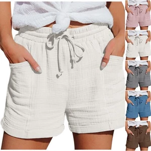 Women Lightweight Shorts Casual Short Pants Elastic Waist Drawstring Comfy Short - Picture 1 of 41