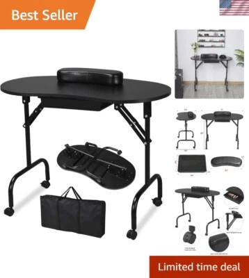 Escritorio de Uñas Plegable con Muñequera Cliente y Ruedas Bloqueables - Esencial Salón Foto 1 de 4