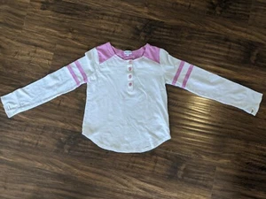 Size 6X 6 Splendid White Pink Long Sleeve Shirt Top Henley - Picture 1 of 7