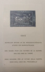 For The War Victims 1945 Full Sheet Signed Switzerland - Picture 1 of 1
