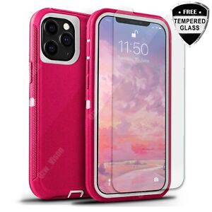 For iPhone 13 12 11 Pro X XR Max 6 7 8 Plus Shockproof Case + Screen Protector