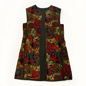 Vintage Handmade Womens Sleeveless Jacket Reversible Velour Hippie Size Medium - Picture 1 of 14