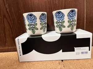 Marimekko Latte Mug without handle Asia Limited Blue Set of 2 with Box Brand new - Picture 1 of 12