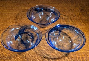 Blue Swirl Handmade Glass Bowls Set of 3 Decorative Glass Bowl Home Decor - Picture 1 of 9
