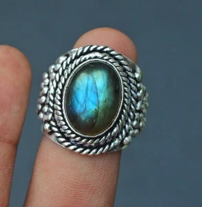 Labradorite Gemstone 925 Sterling Silver Ring Handmade Jewelry Gift ForValentine - Picture 1 of 3