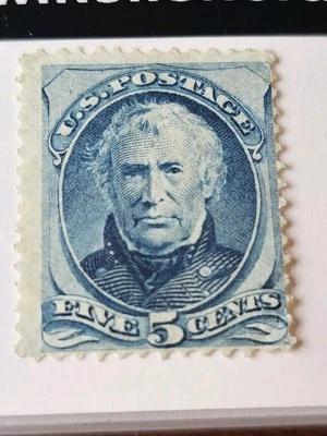SELLO DE ESTADOS UNIDOS ZACKARY TAYLOR 1875 5c SC#179 PAPEL DURO BLANCO-AMARILLO PERF-12 MLHOG!! Foto 1 de 2