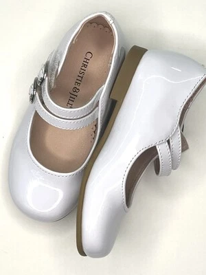 Zapatos de vestir Christie & Jill Mary Jane para niñas pequeñas talla 6 blanco charol Foto 1 de 4