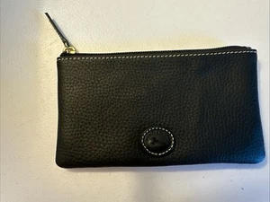Dooney & Bourke Wallet Coin Pouch Black Pebbled Leather Zipper Make Up Bag Purse - Picture 1 of 3