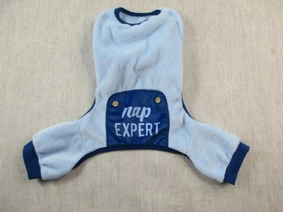 Dog Pajamas M Blue Nap Expert Soft Cozy Fleece Warm Pet Outfit Sleepwear Clothes - Image 1 of 4