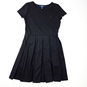 Polo Ralph Lauren Girls Black Stretch Shirt Dress Pleated XL X-Large 16 - Picture 1 of 5