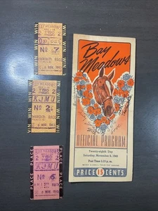 6 Nov 1943 Bay Meadows Rennen Pferdeprogramm und Ticket Wetten Stubs San Fran Ca B56 - Bild 1 von 16