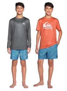 NEW Quiksilver 3-piece Boys Swim Set Swimwear-2 Rash Guards & Trunks Sz XL 18-20 - Picture 1 of 3