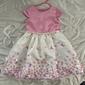 Girls Party Dress Pink White With Butterflies Tulle Skirt Size 10 Purple Rose - Picture 1 of 9
