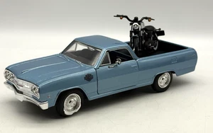 Maisto Die Cast Maßstab 1:25 blau 1965 Chevy El Camino Harley Aufkleber Motorrad - Bild 1 von 18