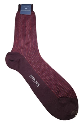 BRESCIANI Socks Men Italian 100% Cotton Size L - Red Wine Berry - Red - New - Image 1 of 4