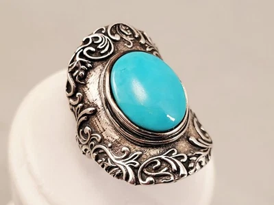OR PAZ  ISRAEL PZ STERLING SILVER TURQUOISE FULL FINGER MONDERNIST RING SIZE 10 Foto 1 de 4