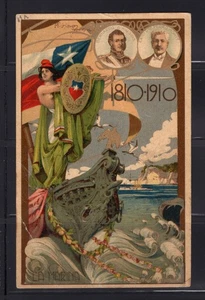 Chile 1910 Patriotic Centenary Independance postcard O'Higgins Montt RARE L1 - Picture 1 of 2
