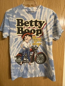 Betty Boop Tie Dye Motorcycle Print Unisex T Shirt Size Medium Blue - Picture 1 of 4