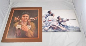 Lote de 2 carteles de estampados de jefes indios nativos americanos espectáculo de caballos Nuevo México BB1Y4 - Imagen 1 de 1