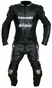 Kawasaki ninja Motorbike real Cowhide Leather Motorcycle Racing suit - Picture 1 of 4