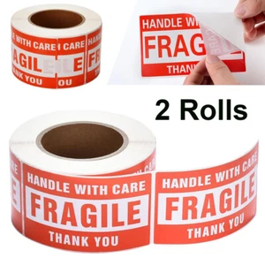 1000 Fragile Stickers 3"x5" Handle with Care Warning Shipping Labels - 2 Rolls - Picture 1 of 8