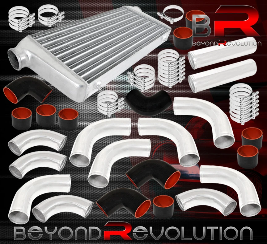 31" X 11.5" X 3"Aluminum Intercooler+12Pc Custom Black Piping+Coupler Black - Image 1 of 1