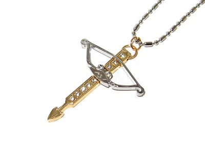 COLLAR COLGANTE BALLESTA CHAPADO EN ORO Y PLATA CON JOYAS DE LUJO TIRO CON ARCO DEPORTES  Foto 1 de 2