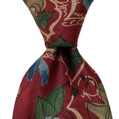 UNGARO Men's 100% Silk Necktie ITALY Designer FLORAL Burgundy/Green/Blue NWD - Image 1 of 3