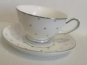 'Bombay Duck', London. White Spotted Cup And Saucer Set. - Picture 1 of 6