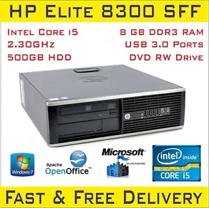 Fast Cheap HP Compaq Elite 8300 SFF Core i5-3rdGen 8GB RAM 500GB HDD Wi-Fi Win10 - Picture 1 of 1