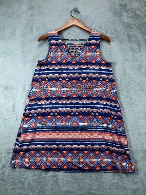 Vestidos para mujer medianos azul marino naranja Fair Isle Western Aztec AGB sin mangas Foto 1 de 4