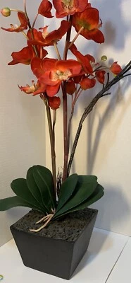 Artificial Red Orchid Planter - Image 1 of 4