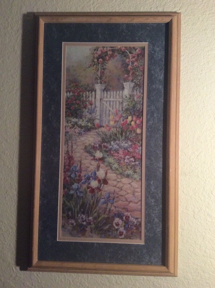 Impresión enmarcada en galería Barbara Mock 'Roses Trellis'. Firmado.   Foto 1 de 3