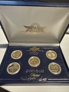 1999 24kt Gold Plated US Mint Statehood Quarters 5 States. - Picture 1 of 6