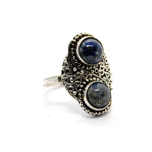 Anillo de lapislázuli tamaño-5,5 plata de ley 925 joyería hecha a mano para mujer P11174 - Imagen 1 de 4