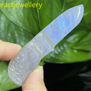 A++ 1pc Natural moonstone Hand Carved Dagger skull Quartz Crystal healing 3"+ - Picture 1 of 10